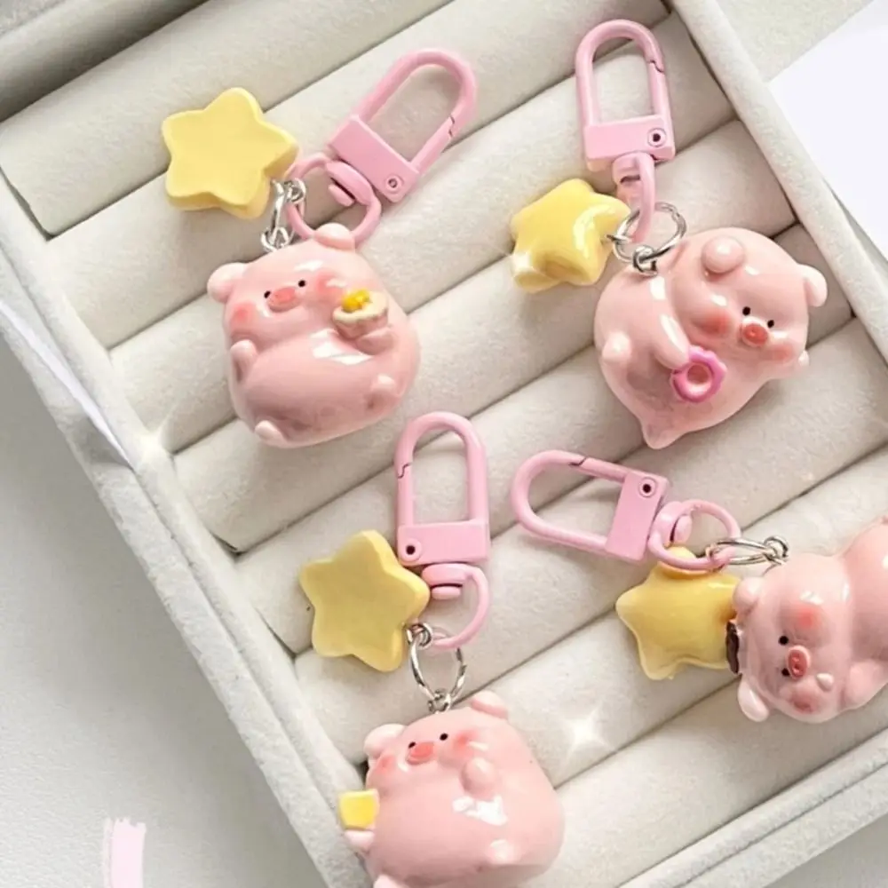 Resin Cartoon Key Chain Creative Bag Pendant Charms Pink Pig Pendant Korean Style Decoration 3D Key Chain Children