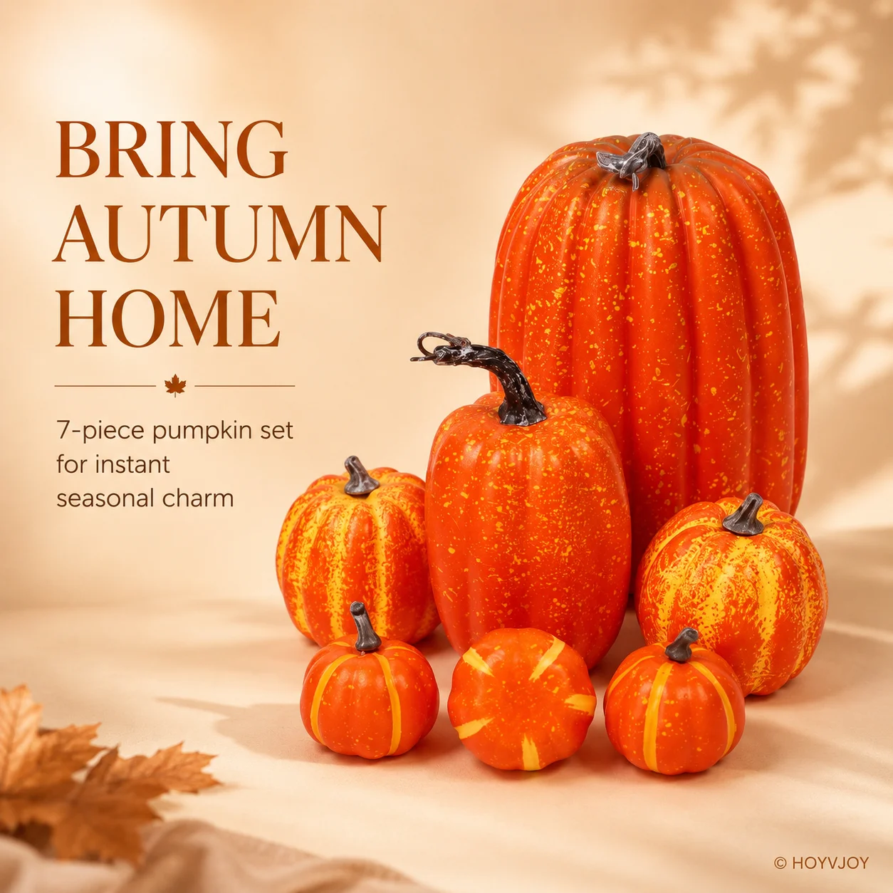 7pcs Pumpkin Autumn Decor Outdoor Orange Foam Plastic Fake Artificial Pumpkin Halloween Harvest Festival Home Table Decor - view 2