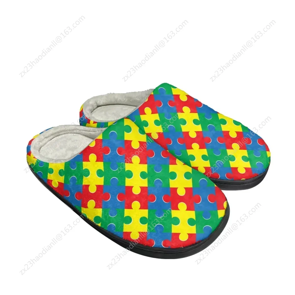 Autism Awareness Pattern Casual Slippers Autumn House Slides for Female Winter Home Warm Women Cotton Slippers Print On Demand