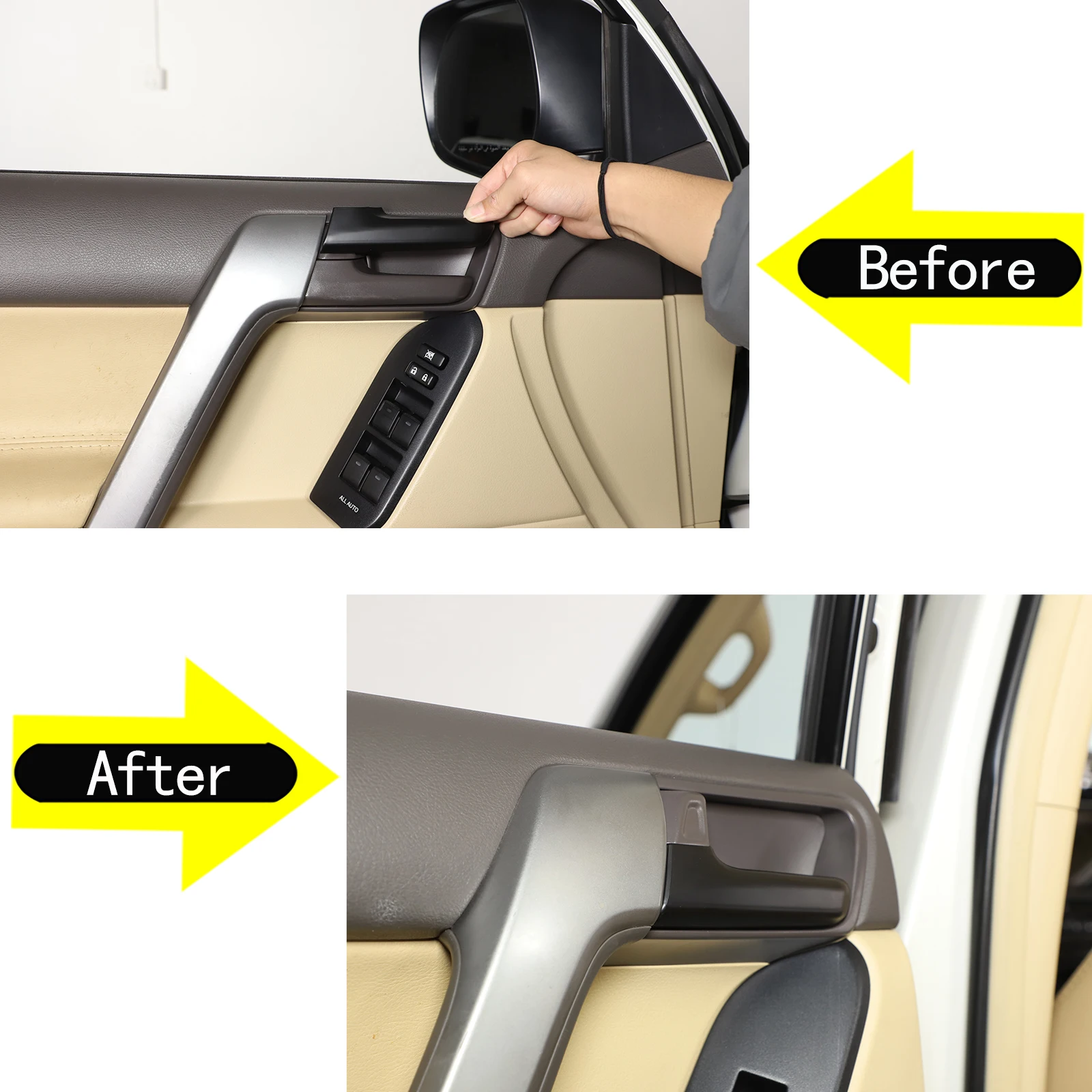 For Toyota Land Cruiser Prado FJ150 150 2010-2018 4 Pcs ABS Inner Door Handle Frame Cover Trim Interior Accessories