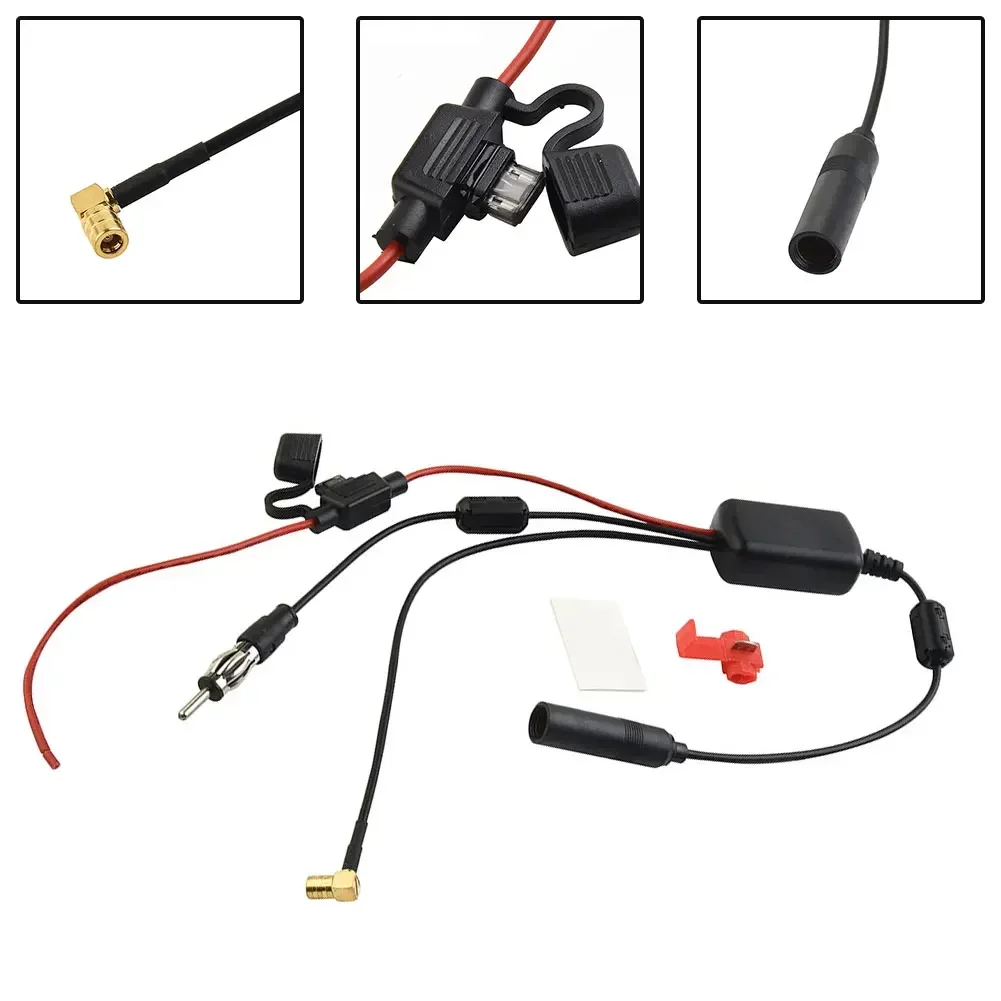 Car Stereo Aerial DAB AM FM Radio Car Antenna Splitter Signal AMP Booster 10-15V 75Ω 3 In 1 Antenna For DAB Digital Radio