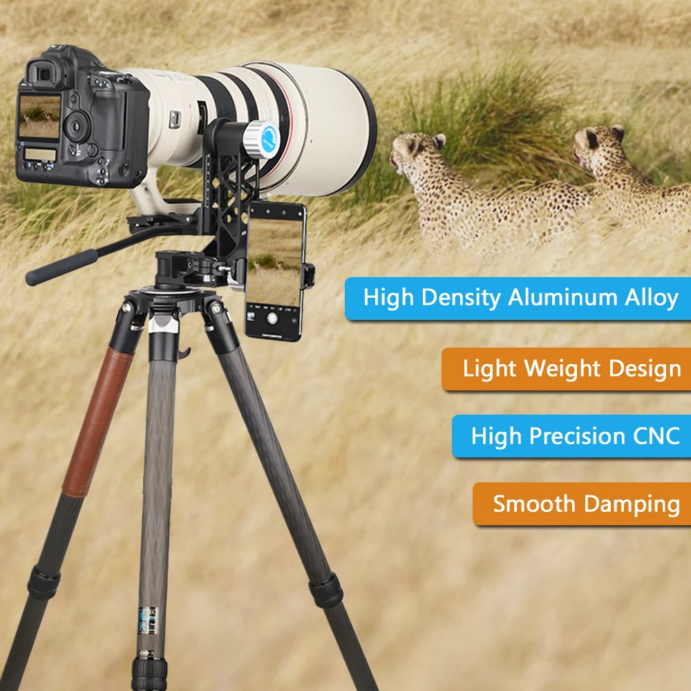 WEYLLAN PH7 Professional Gimbal Camera Tripod Monopod Head 720 Panoramic DSLR Camera Lens Telescope with Arca-Swiss QR Plate NEW