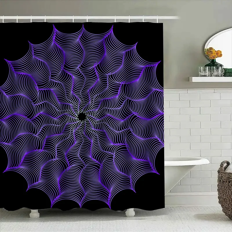 

Tuniu Purple Spider Web Blackout Curtain Bathroom Door Decor Aesthetic Shower Curtain Room Divider