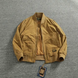 Casual vintage baseball collar woven casual jacket men's fashion brand classic flight jacket top