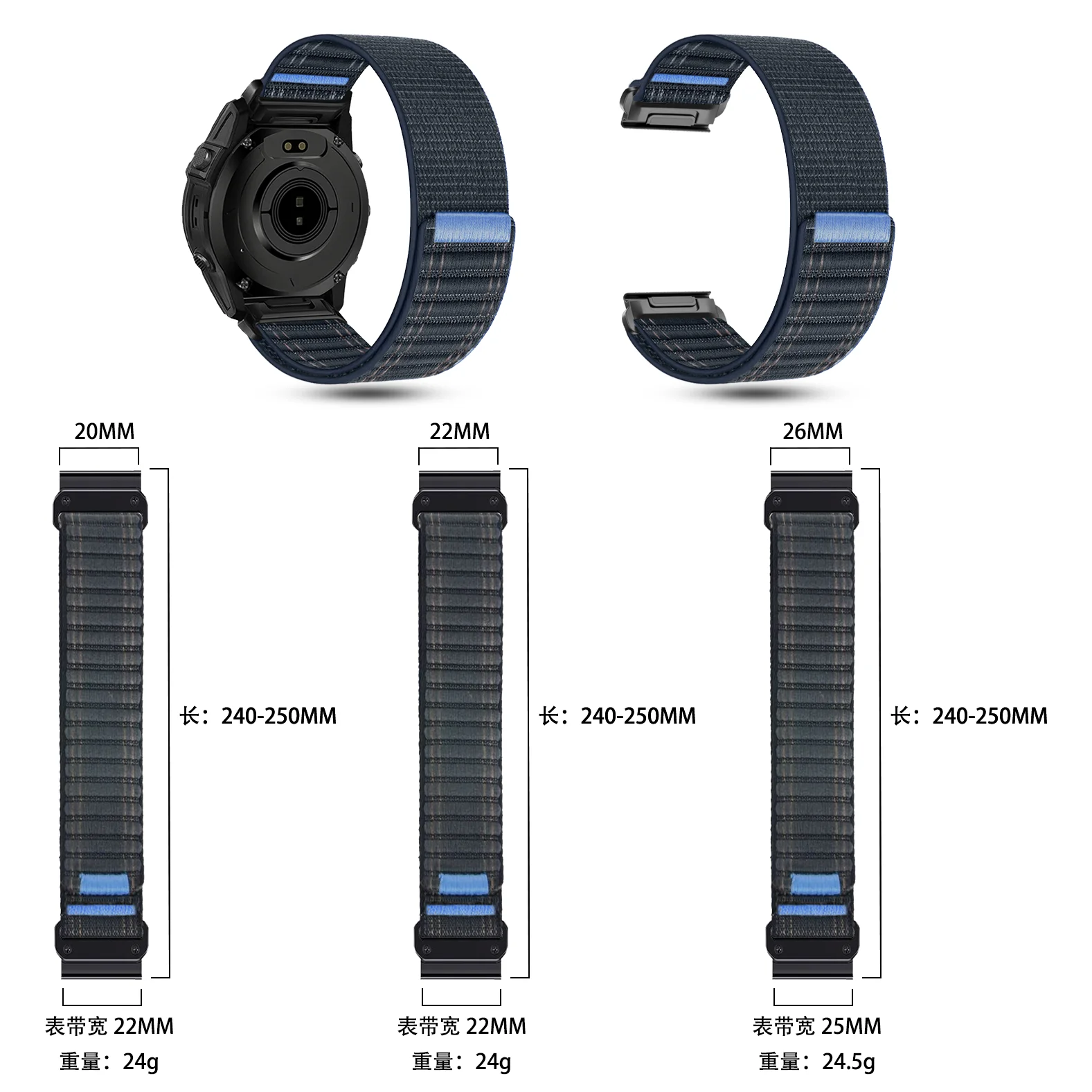 Quick Fit 20mm 22mm 26mm Nylon Braided Strap For Garmin Fenix8/Tactix8/Quatix8 Wave Pattern Bracelet Forerunner 970/Instinct 3