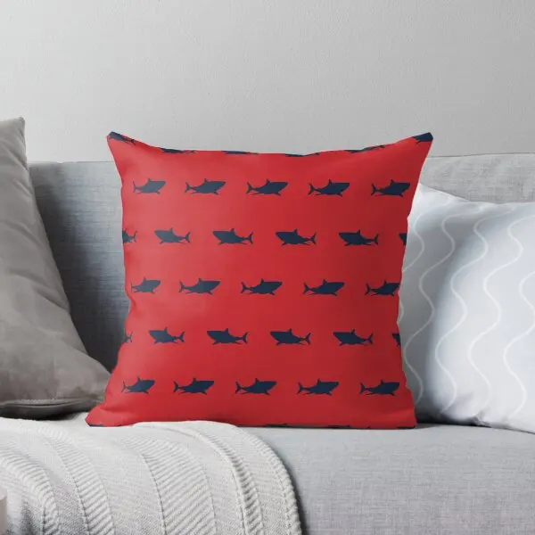 Shark Dark Blue  Printing Throw Pillow Cover Case Office Decorative Car Bedroom Bed Throw Soft Pillows not include One Side