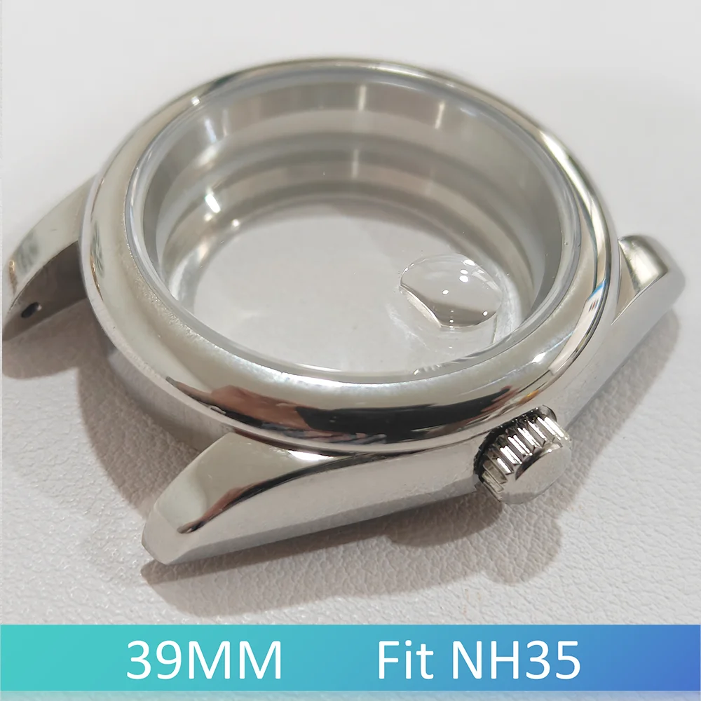NH35 케이스 39mm, 오이스터 시계 케이스 316L 스테인리스 스틸 사파이어 글라스 투명 바닥 쉘, 캘린더 스트랩 부품 포함