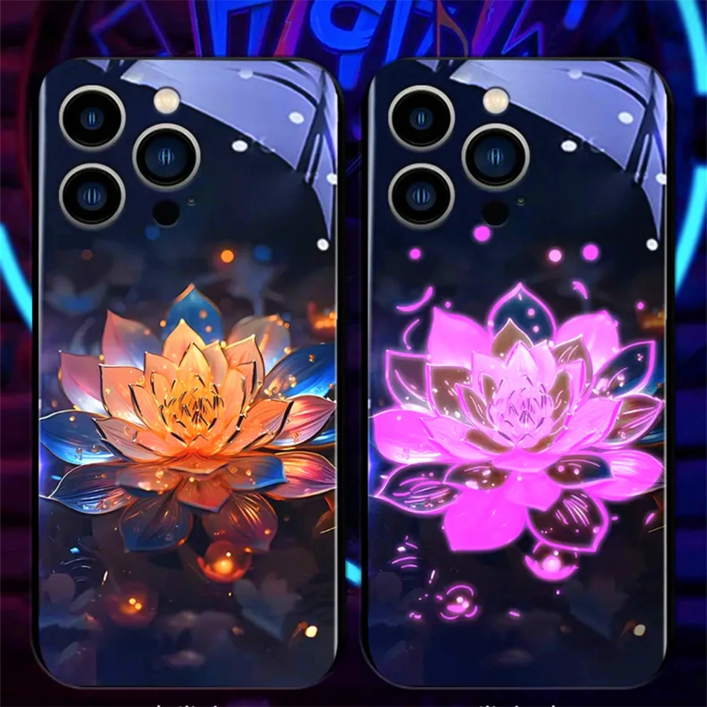 Reine Kristall-Lotus-Design-Handyhülle mit Sound-Musik-Steuerung und LED-Licht für Samsung S26 S25 S24 S23 S22 S21 S20 FE Plus Ultra – Detail 31
