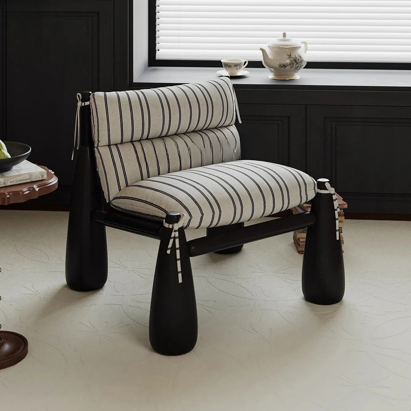 solid wood sofa chair creative fabric single leisure chair Italian homestay atmosphere baseball chair