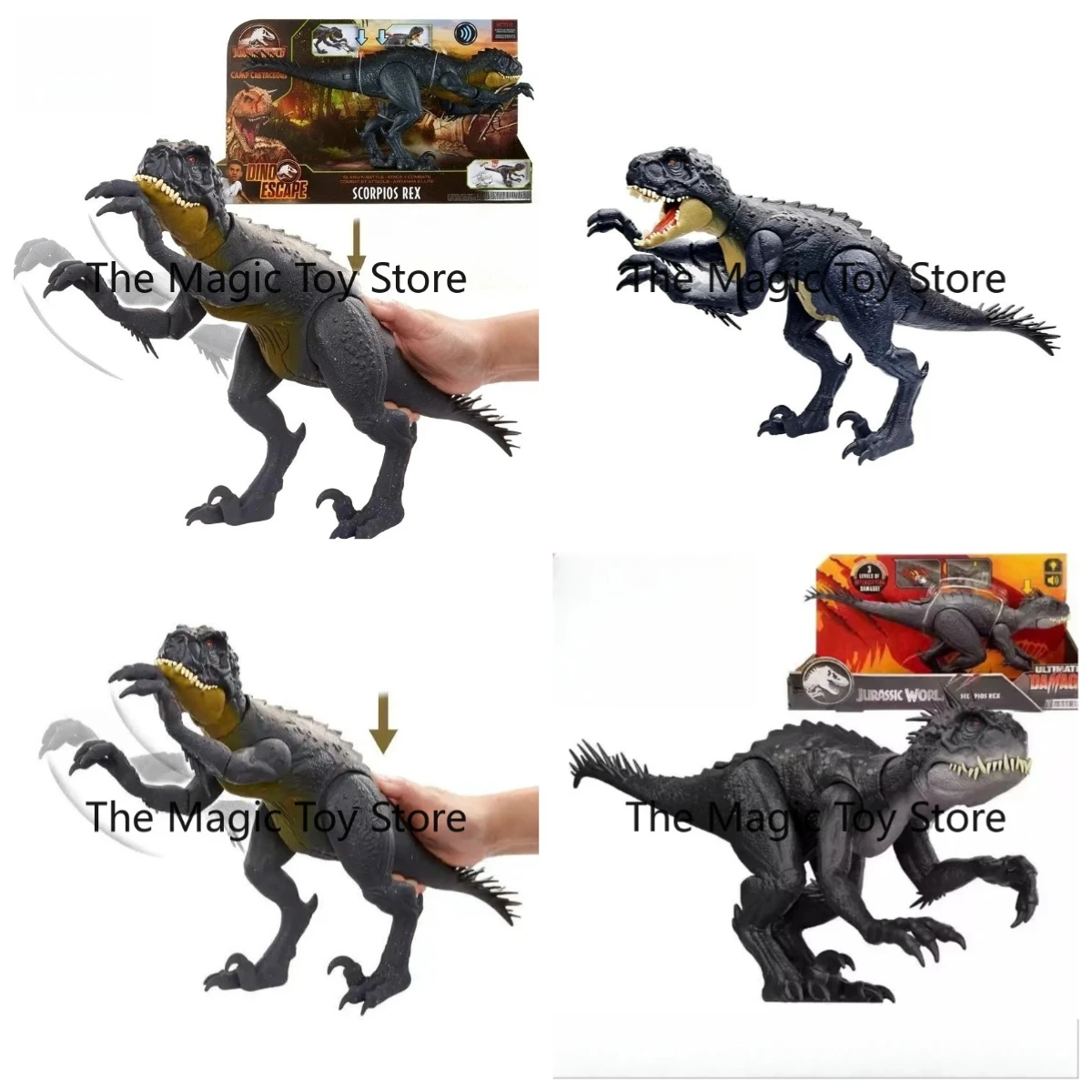 Figura de acción de dinosaurio Jurassic World, juguetes de Escorpión Rex, Dino Escape Ultimate Damage, efecto de sonido de anime, regalo de cumpleaños