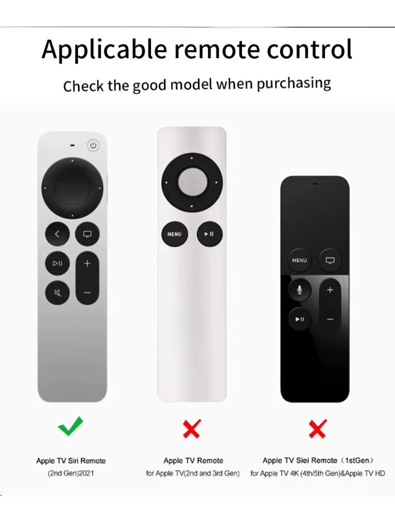 Silicone Case for Apple Siri Remote 2021/2022 (2nd/3rd Gen) Protective Case with Shockproof For Apple TV 4K Siri