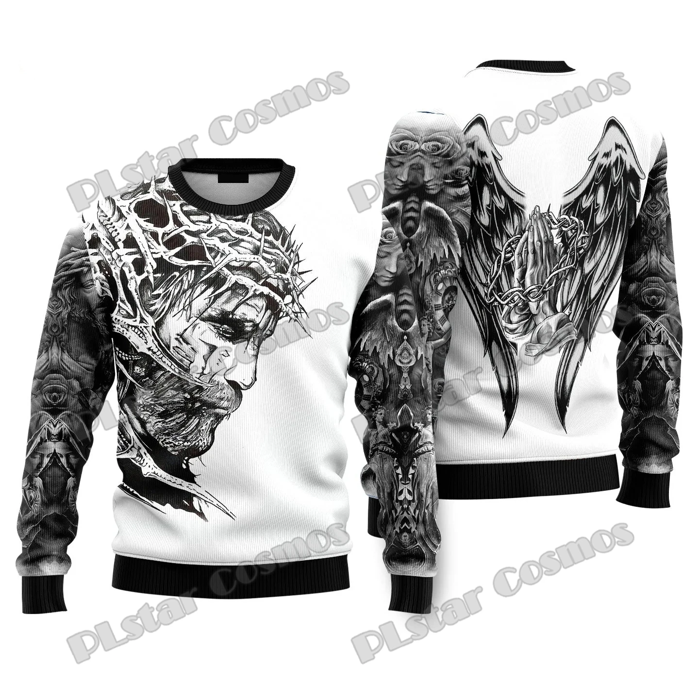 

Jesus Tattoo 3D All Over Printed Ugly Christmas Sweater For Men & Women Winter Unisex Casual Warm Knit Pullover Sweater MY16