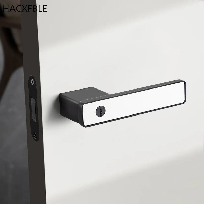 Minimalist Aluminum Alloy Interior Bedroom Door Handles Lock Magnetic Suction Silent Ecological Mechanical Door Lock With 3 Keys