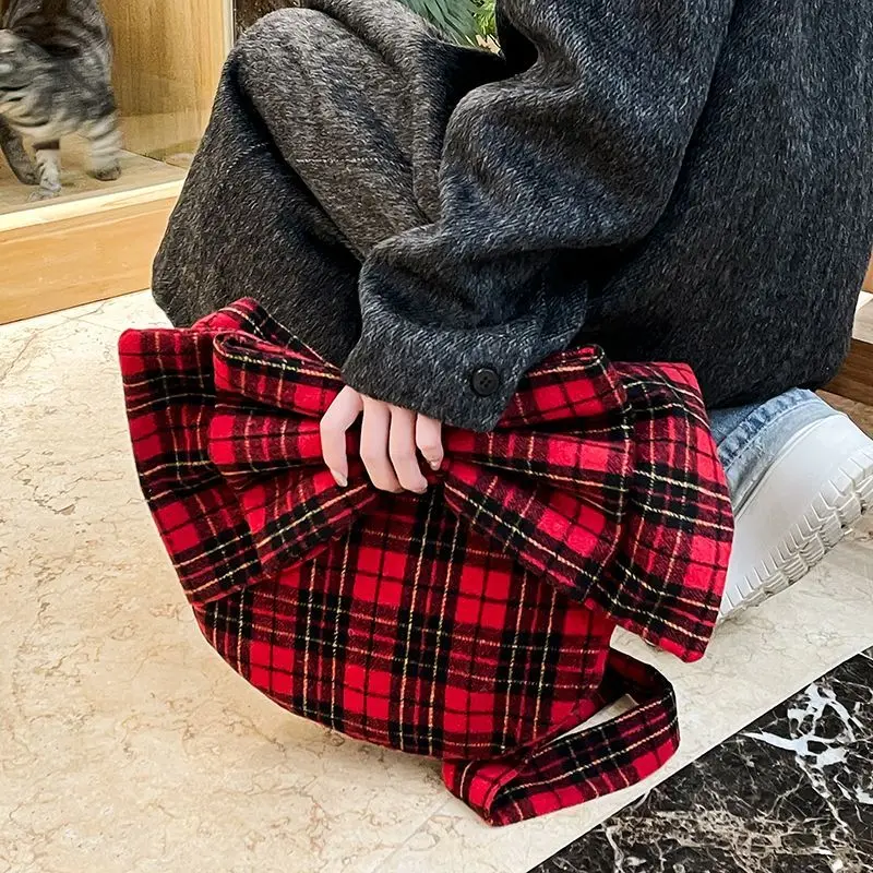 Women Bag Vintage Plaid 2025 New Fashion Korean Pures and Bags Crossbody Girls Bag
