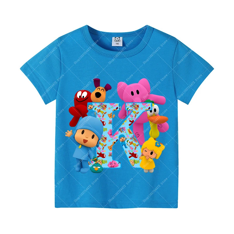Kids Short Sleeve Tops Summer Clothes Pocoyoed Boy Cotton T-shirt Girl Cartoon Cute Tee Casual Clothing T Shirt Birthday Gifts view 3