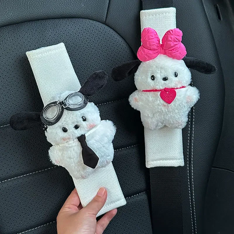 

Anime Sanrio Kawaii Pochacco Car Seat Belts Shoulder Straps Prevent Friction Cartoon Cute Plush Shoulder Straps Inside The Car