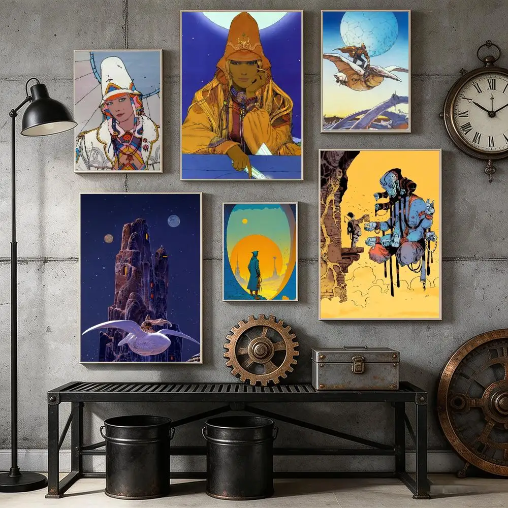 Moebius C-Cartoonist Anime Poster Home Bar Wall Art Sticker Waterproof Self-Adhesive Mural for Living Room Bedroom Decor
