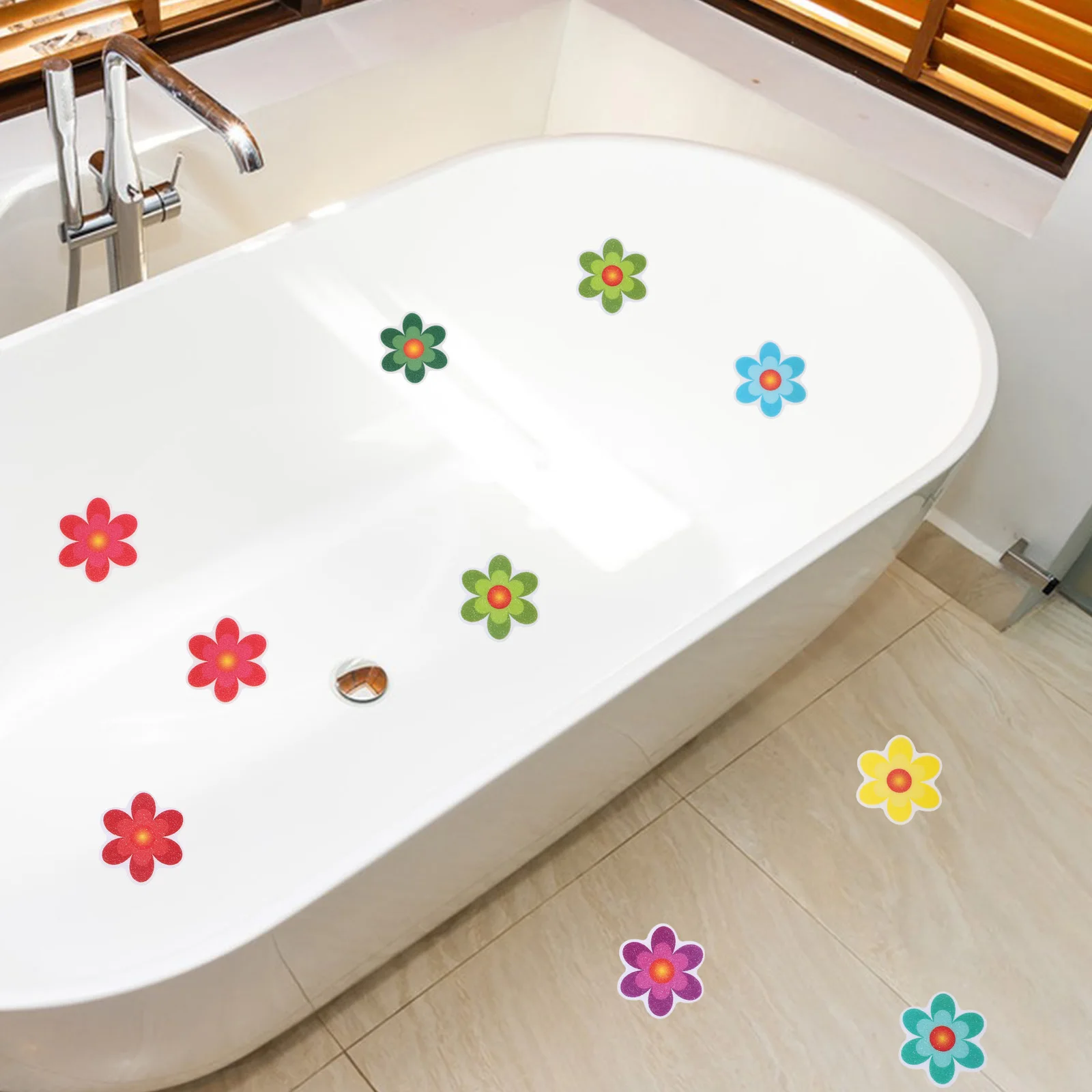 

Decorative Non- Bathtub Stickers 35Pcs Cartoon Flower and Paw Design Waterproof Bathroom Floor Stickers for Safety