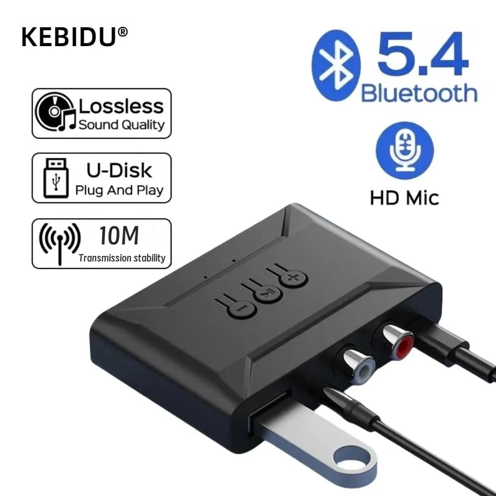 بلوتوث 5.4 استقبال الصوت U القرص RCA 3.5 مللي متر AUX USB ستيريو الموسيقى محول لاسلكي مع هيئة التصنيع العسكري لمجموعة السيارة السلكية المتكلم مكبر للصوت