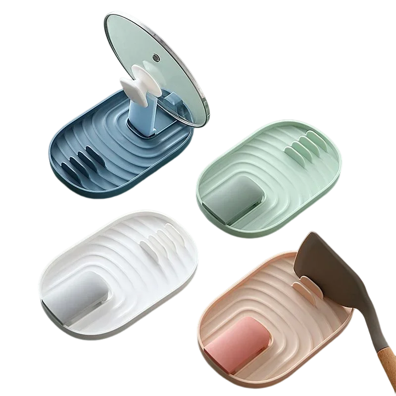 Multifunction Ladle Spoon Rest Holder Utensil Organizer Spatula Holder Racks Pot Lid Storage Pad Kitchen Storage Shelf Plastic