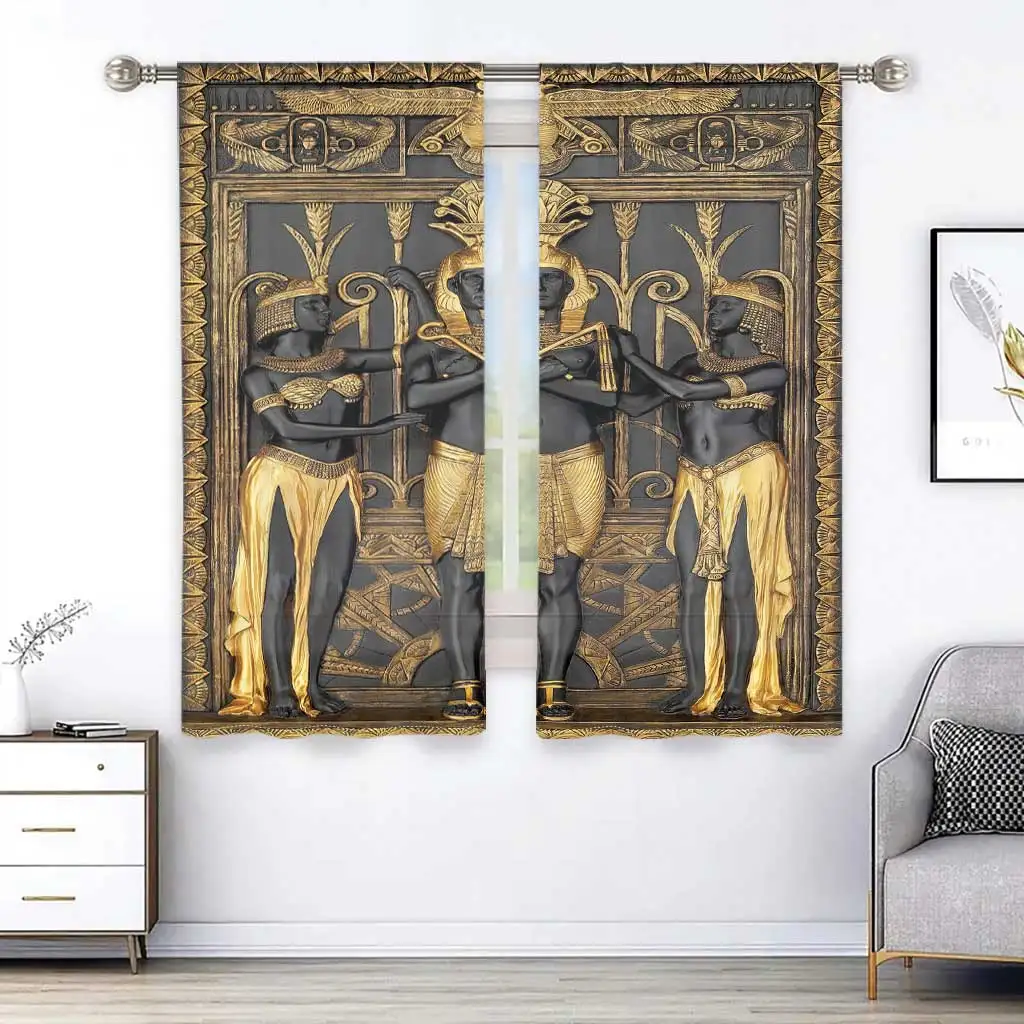 Traditional Egyptian Culture King Window Curtains for Bedroom Living Room Kitchen Door Home Decor 2Pieces Luxury Drapes