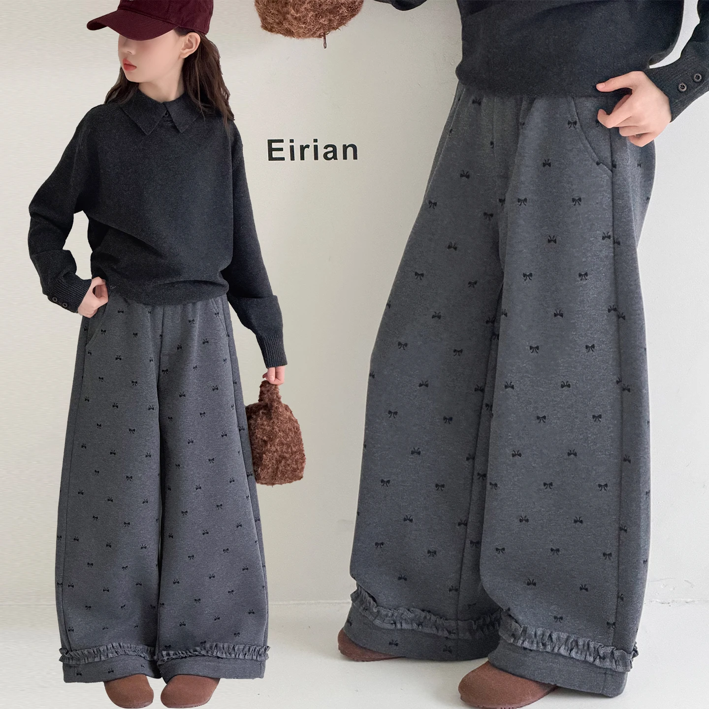 

Baby Girls Trousers Loose Elastic Waist Toddler Girls Pants Korean Children Girls Autumn Straight Pant Bow Printed Infant 4-14Y