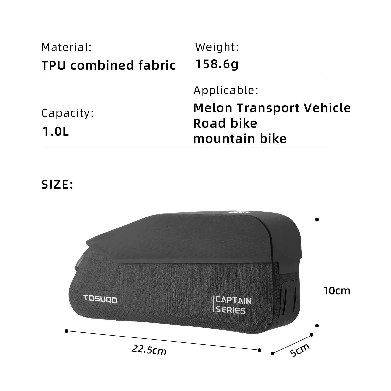 TOSUOD Magnetische Fahrrad-Oberrohrtasche Wasserdichte Schnellverschluss-Fahrradrahmentasche Leichte Fahrradtasche – Detail 2