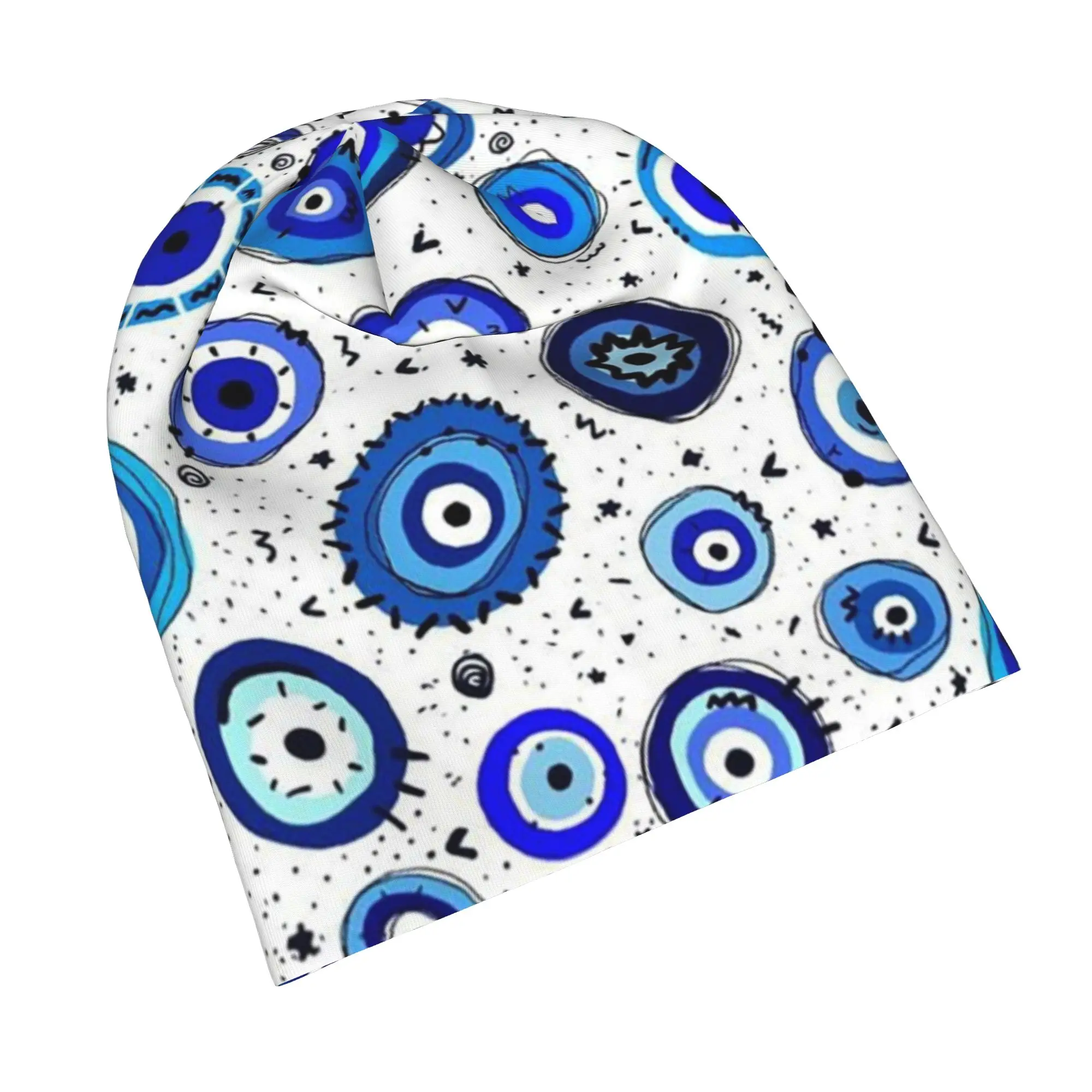 Evil Eye Bonnet Hat Goth Street Greek Amulet Nazar Lucky Skullies Beanies Hat Men's Women's Spring Multifunction Cap