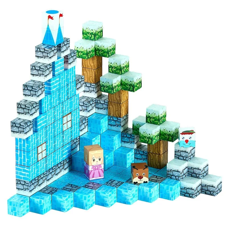 Blocs magnétiques 150 pièces, ensemble de château Glacier, jouets sensoriels STEM Montessori