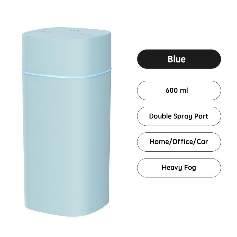 USB Air Humidifier Double Spray Port Essential Oil 600ml Aromatherapy Humificador Cool Mist Maker Fogger Purify for Home Office image 4