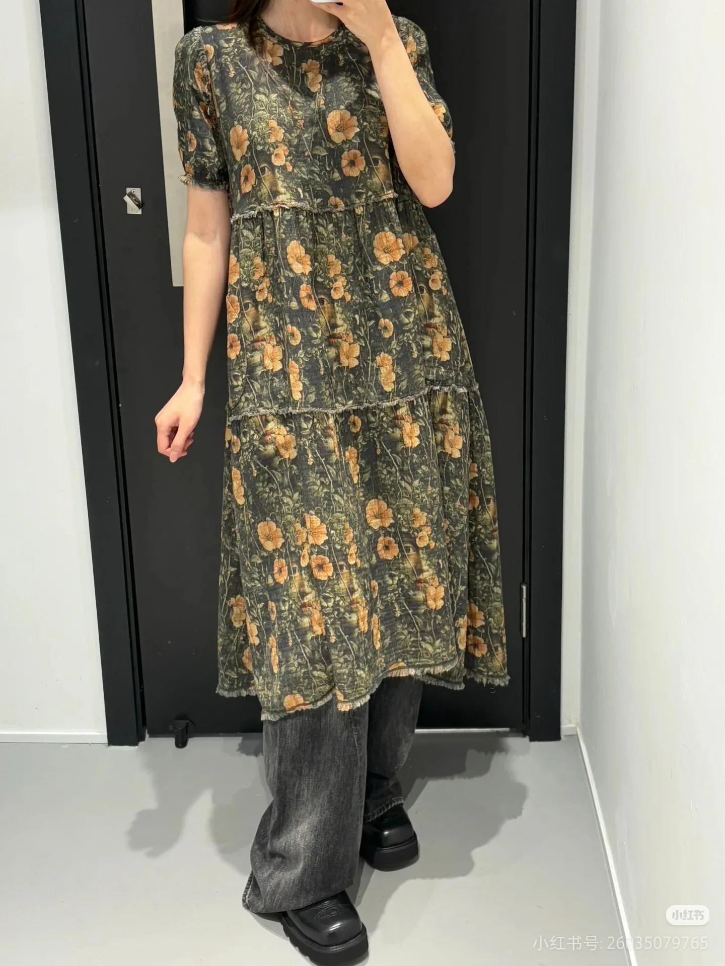 2025 New Versatile Double-Sided Cotton Dress: Loose Fit, Printed Patterns, 2 Styles in 1