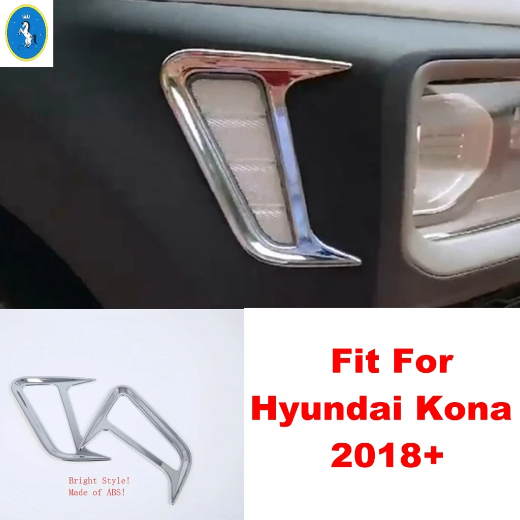 

Chrome Car Side Front Turning Lights Lamps Decor Frame ABS Accessories Cover Trim Fit For Hyundai Kona 2018 2019 2020 2021 2022