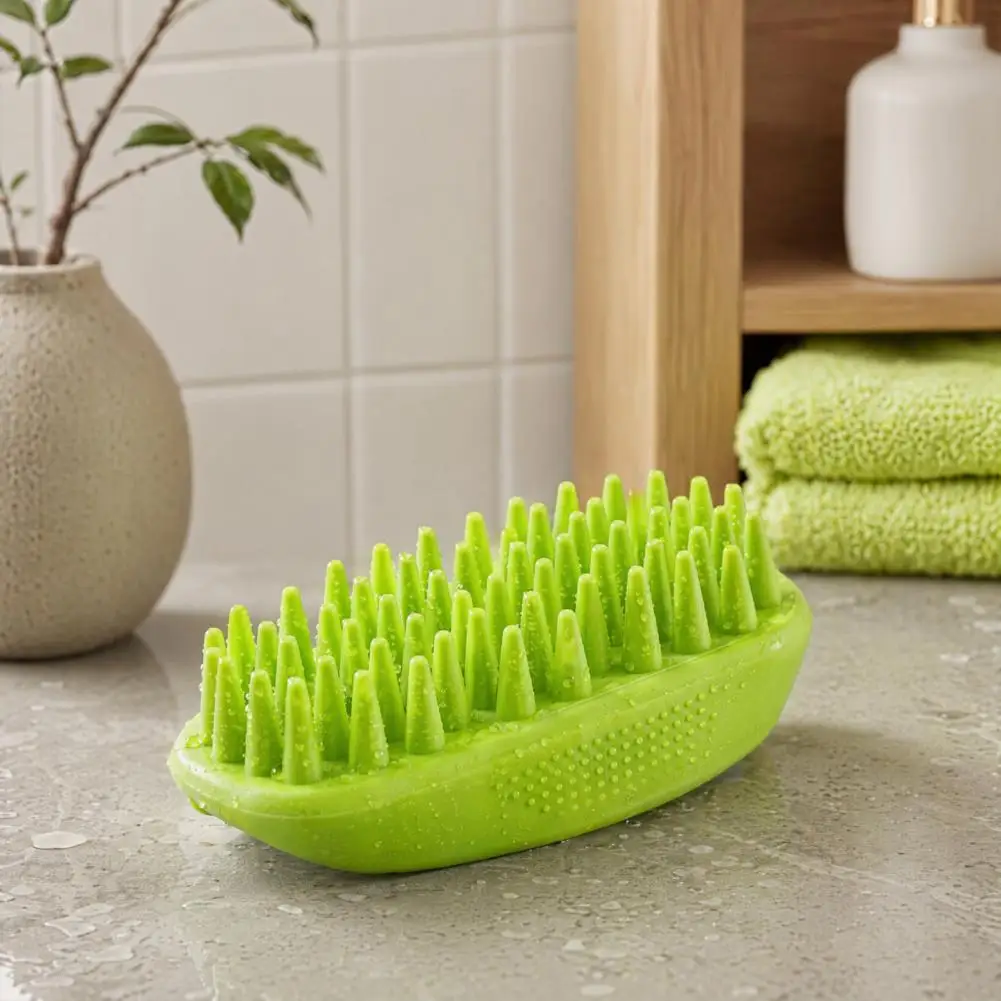 Pet Massage Brush Rubber Pet Grooming Brush with Soft Bristles Gentle Shedding Comb for Short Haired Dogs Cats Bath Scrubber