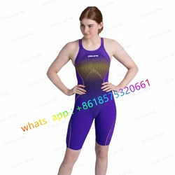 Women One Piece Sports Swimsuit Athletic Racerback Swimwear Bikini Knee-length Beach Wear Printed Monokini Triathlon Bodysuit