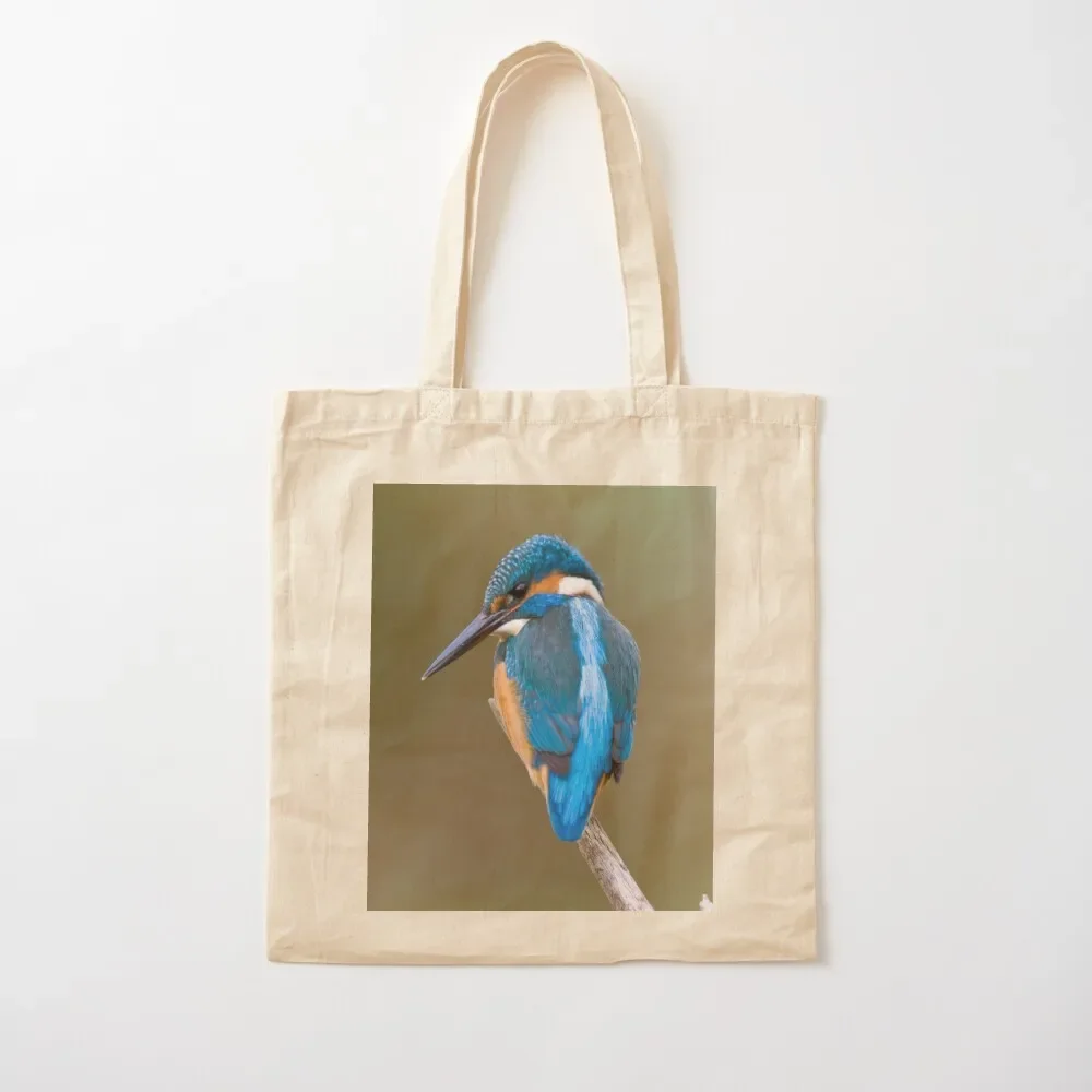

funny blue kingfisher sitting on a branch.. Tote Bag Shopper handbag Candy bags Tote Bag