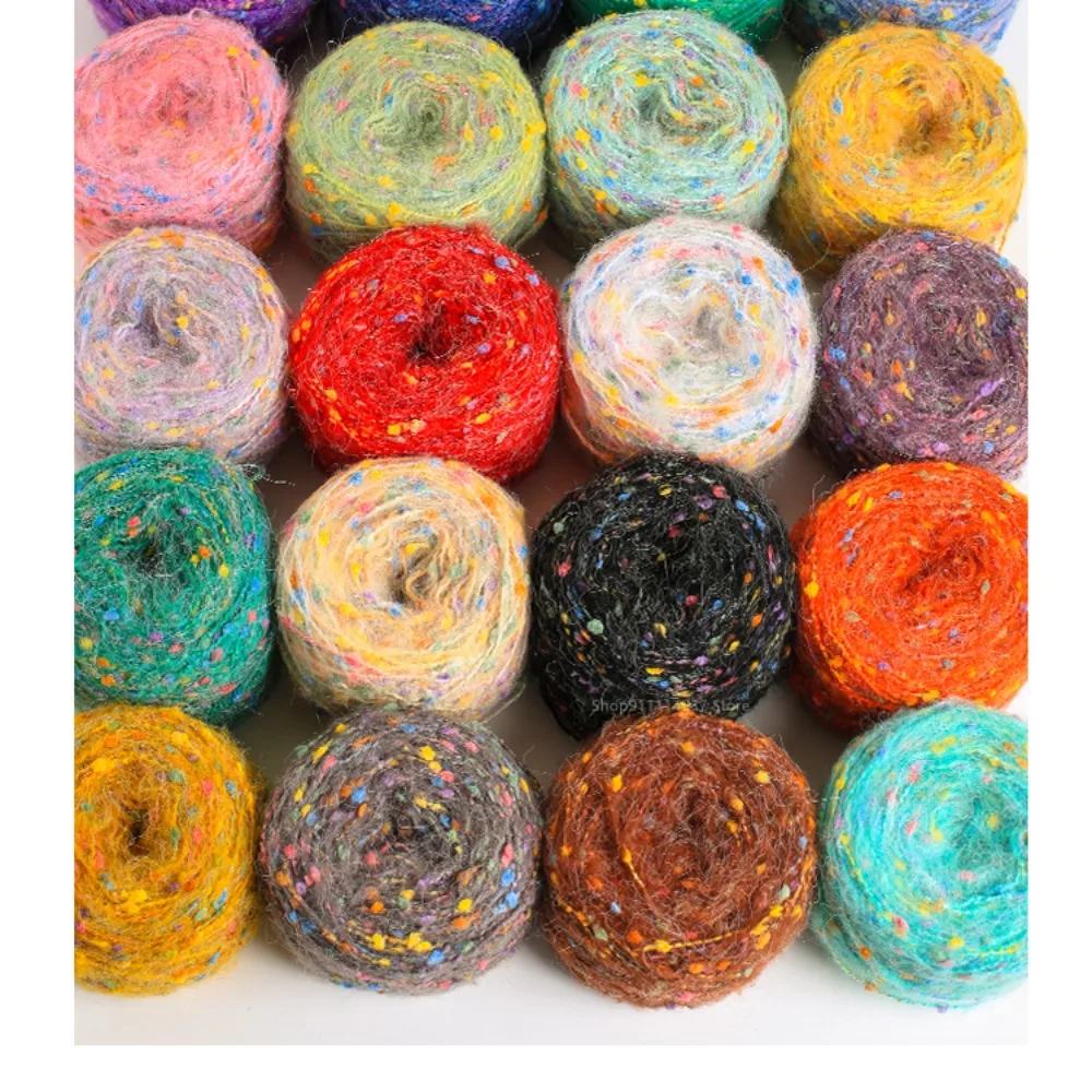 50g/Ball Rainbow Color Dot Mohair Yarn Soft and Comfortable Hand-woven DIY Scarf Shawl Coat Knitting Crochet Mixed Thread