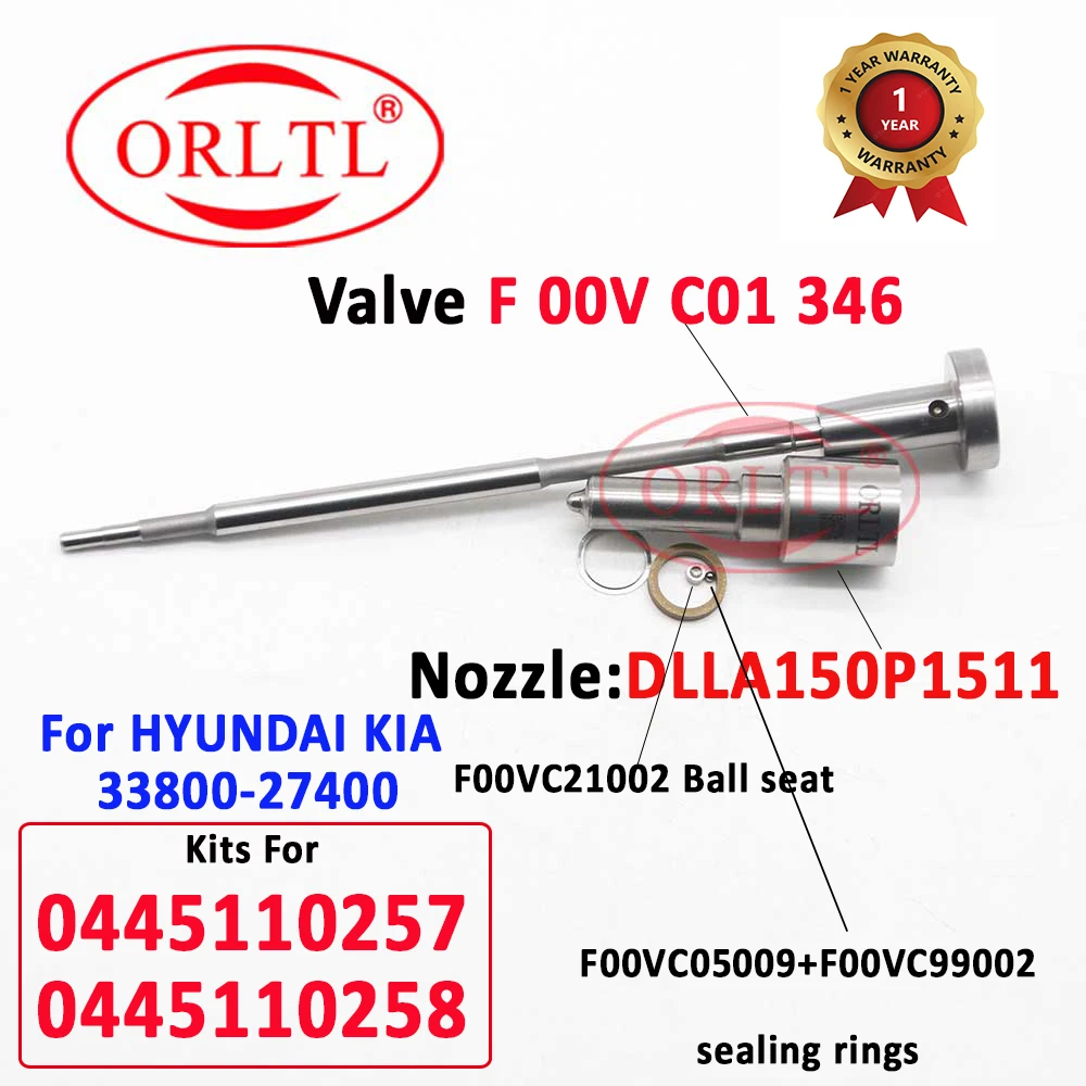 33800-27400 Kits Diesel Fuel Injector 0 433 171 932 Nozzle DLLA150P1511 Valve F00VC01346 for HYUNDAI KIA 0445110257 0445110258