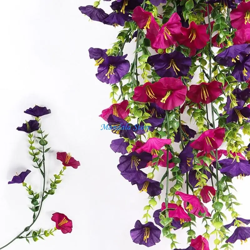 

U2JC 6Pcs Artificial Hanging Morning Glory Flower for Outside Indoor Window Basket