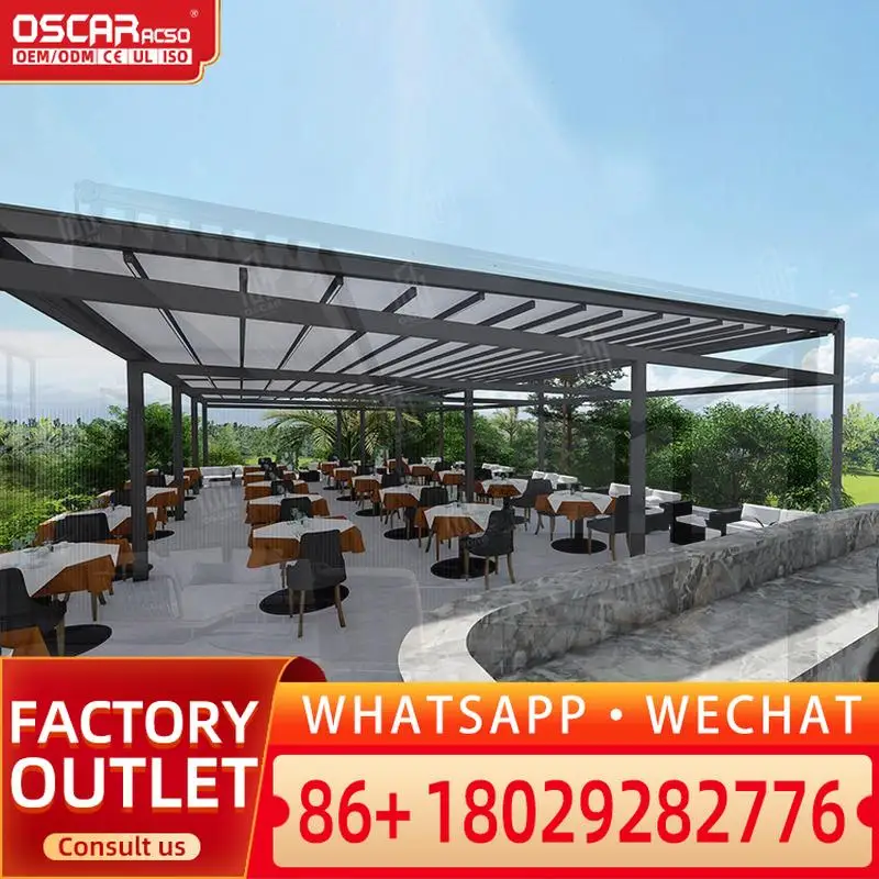 Motorized Waterproof Patio Gazebo with PVC Aluminum for Backyard Garden Poolside Retractable Canopy Pergola