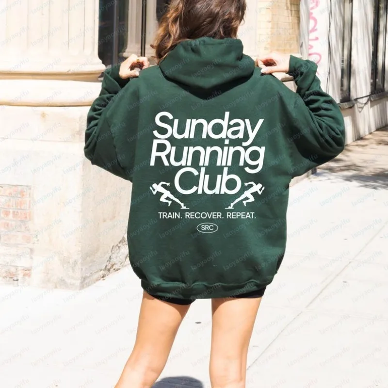 

Свитшот для бегунов с принтом на спине от клуба Sunday Running Club, одежда для тренировок по марафону, эстетичный образ для выходных в стиле Pinterest, топ для бегунов