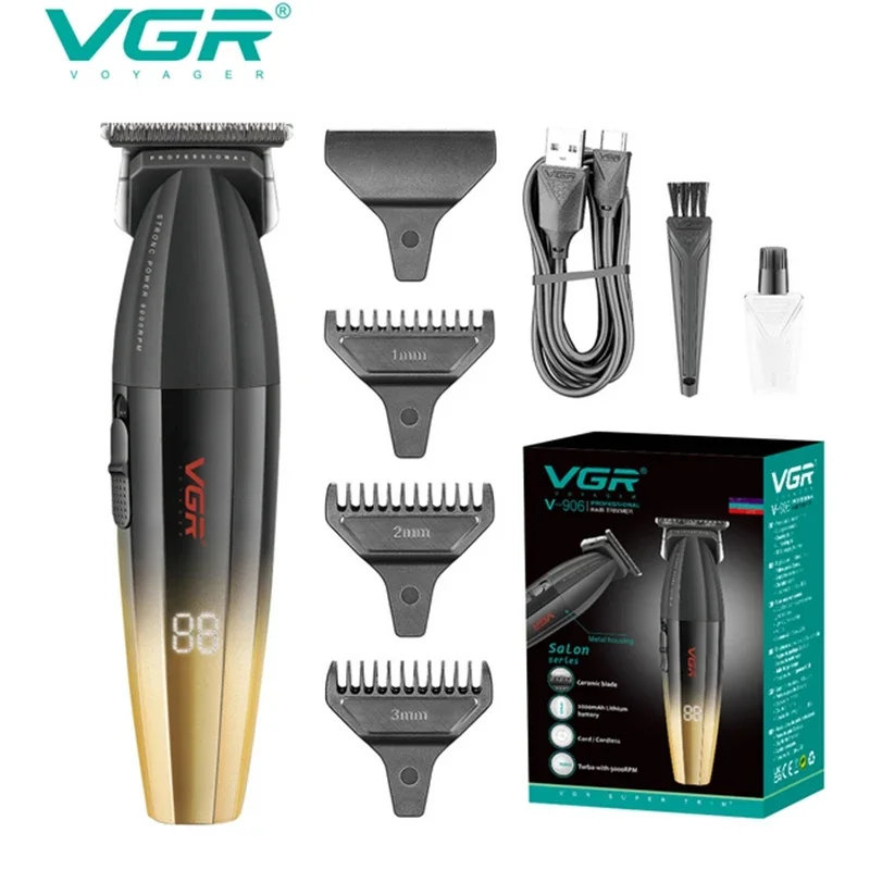 VGR Professional Hair Trimmer Barber Electric Rechargeable Hair Clipper Beard Haircut Kit Machine Facial Trimer For Men V-906