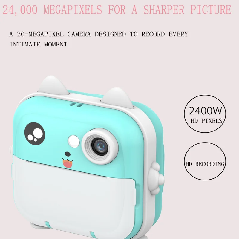 Kids Instant Camera 2.4Inch IPS Screen Full HD Digital Camera With Lanyard Picture Printing Unicorn Toy 1200mAh Picture Printer image 6