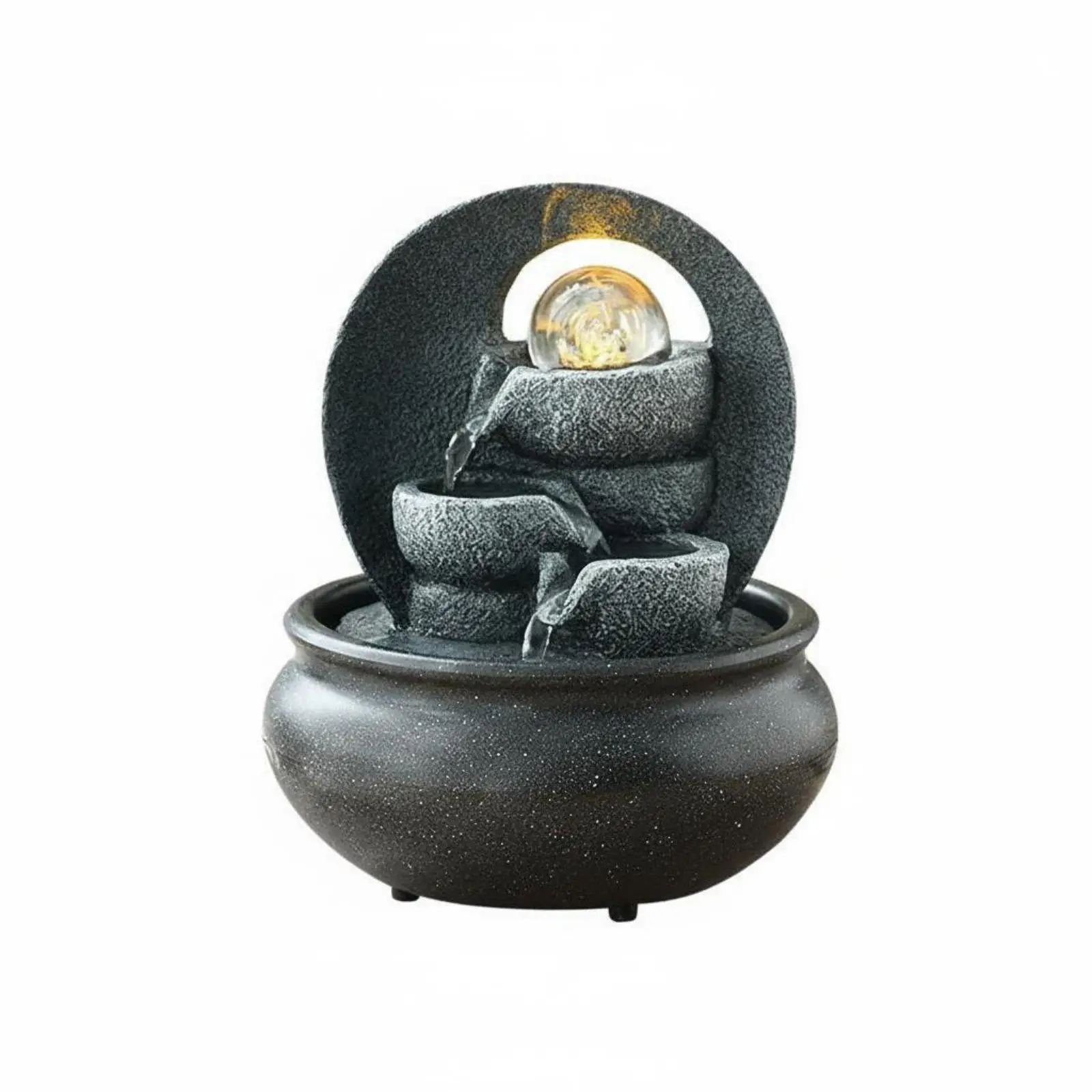 Resin Tabletop Water Feature with Illuminated Ball for Living Room Decor Indoor Mini Fountain USB Waterfall for Office Calm