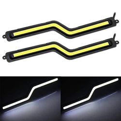 2pcs Z shape COB LED DRL Daytime Running Light Auto DC 12V Bright White LED DRL External Light Car Driving Fog Lamp Car Styling