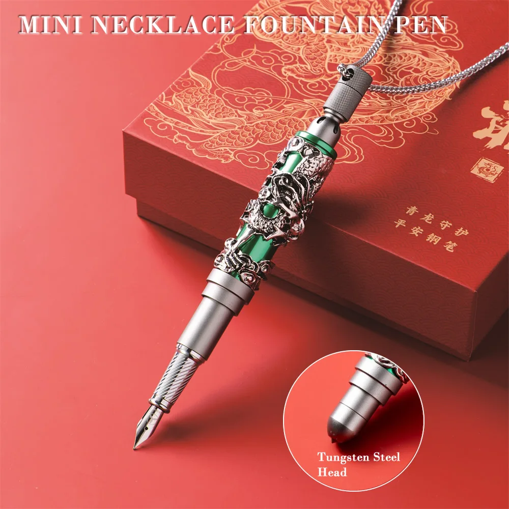 Creative Mini Aluminum Alloy Multi-Function Fountain Pen With Window Breaker Necklace Signing Pen Decor Ornament Birthday Gifts