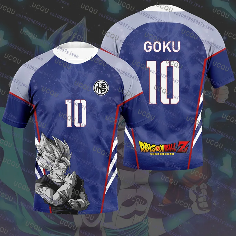 Dragon Ball Goku végéta maillot de Football pour hommes Bandai Cosplay t-shirt été femmes hommes enfant dessin animé japon Anime Sport t-shirt hauts