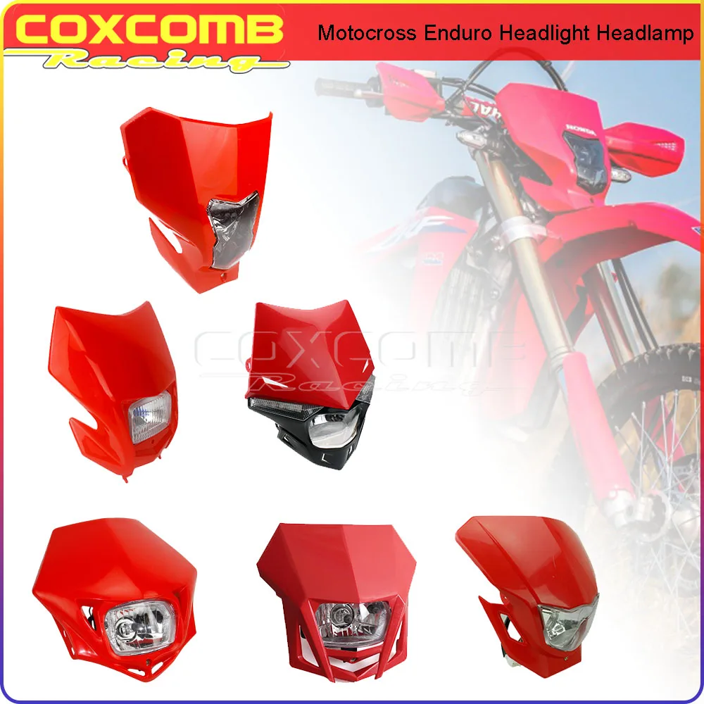 Red Enduro Dirt Bike Supermoto Motorcycle Headlight Headlamp For Honda CRF450 CRF300 CRF250 CRF230 CRF125 CRF150 CRF XR CR 650