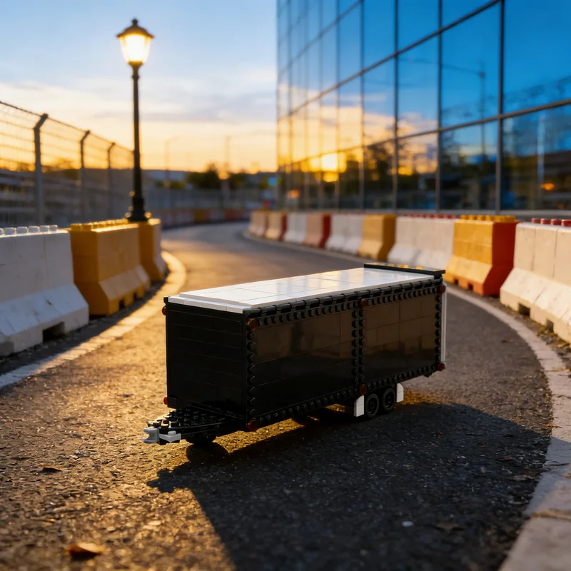 

300pcs MOC Enclosed Car Trailer 8 Wide Cars City Champions Model Building Blocks Architecture Christmas Gifts Toys Brick