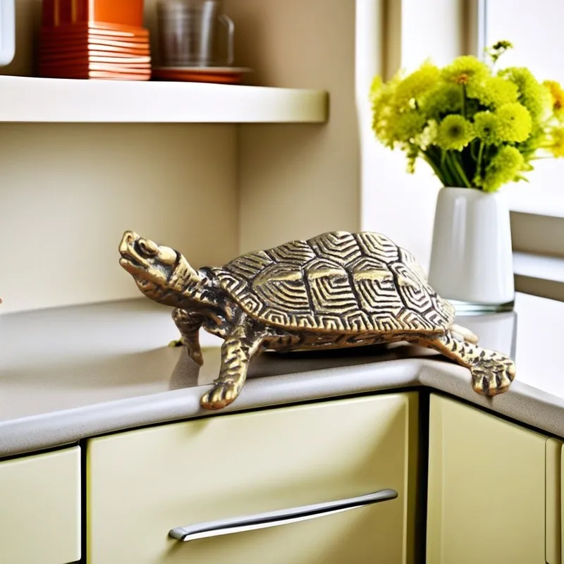 النحاس طول العمر السلحفاة الشكل ديكور المنزل سطح المكتب زخرفة Nafu السلاحف البرونزية نحت الحرف الألعاب الثقافية الشاي الحيوانات الأليفة زخرفة