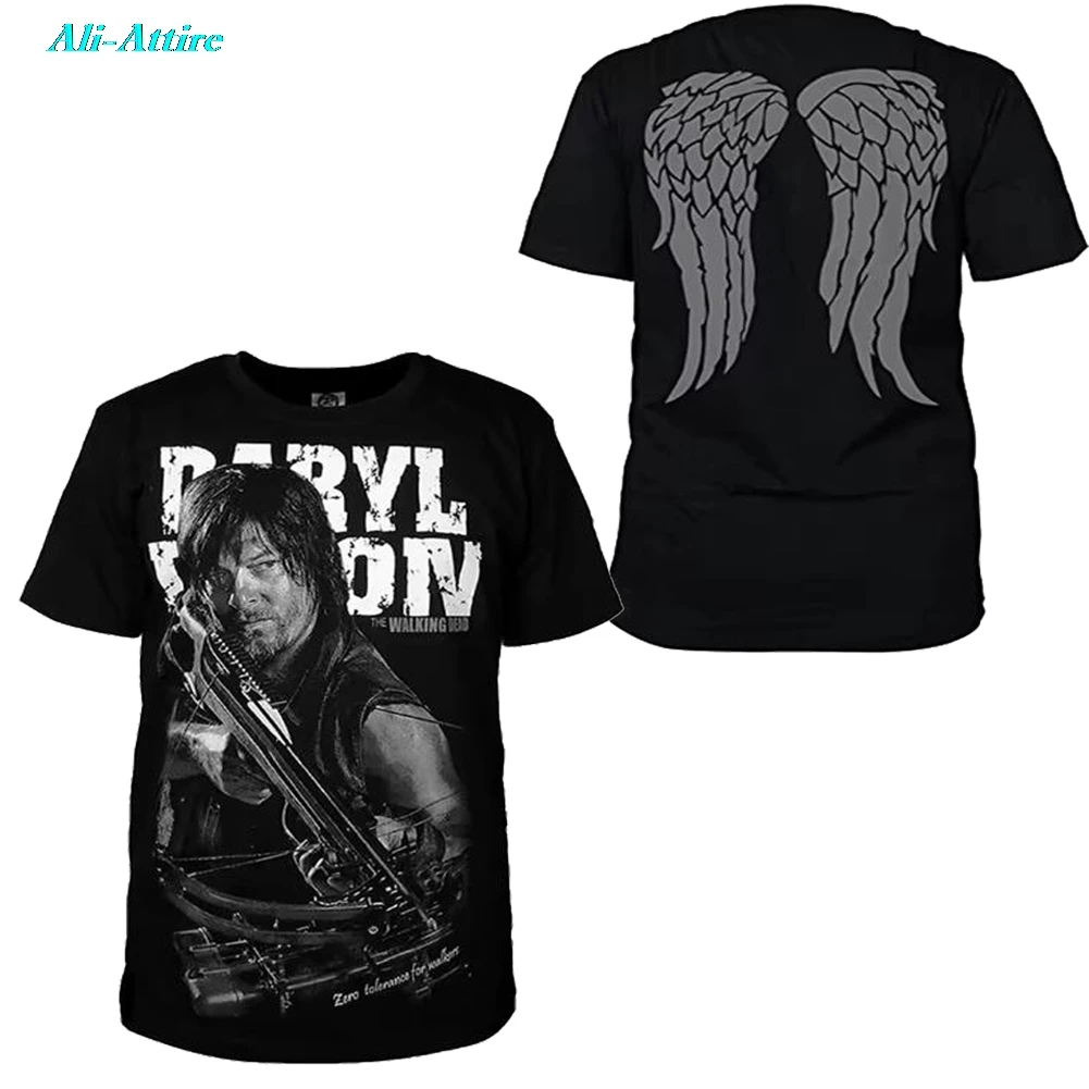 tv-walking-dead-daryl-cosplay-t-shirt-vetements-roleplay-top-t-shirts-halloween-carnaval-fantasia-hommes-noir-decontracte-manches-courtes-o-cou